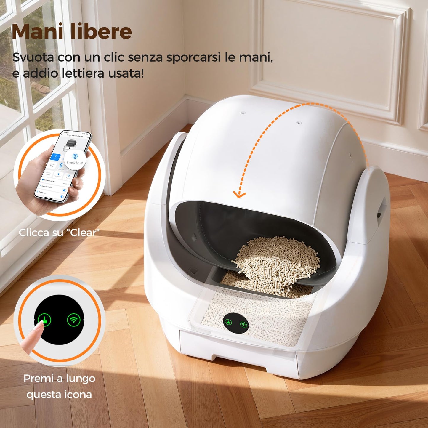 Lettiera Gatto Autopulente Aperta, Ellenpent Lettiera Automatica Sicura XL