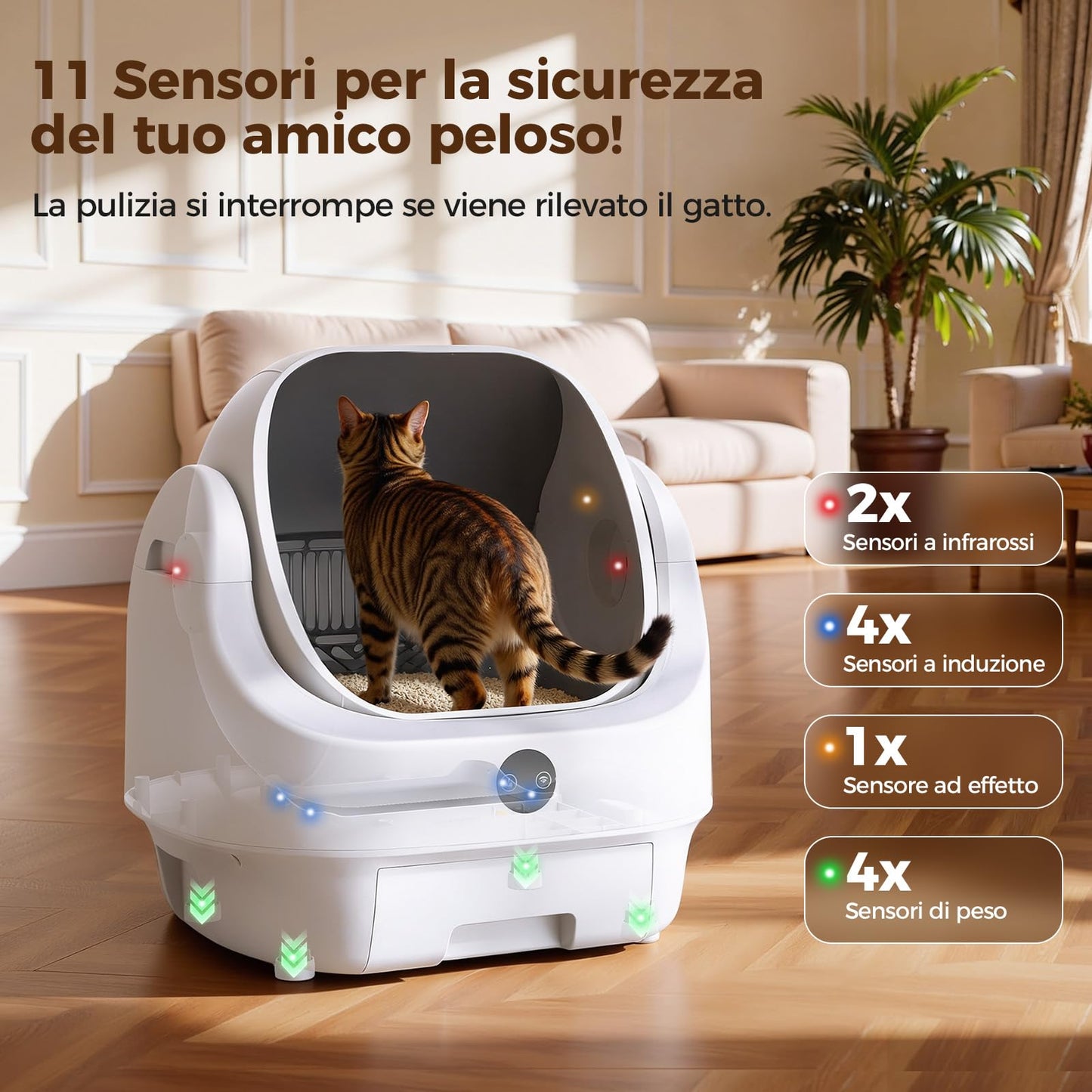 Lettiera Gatto Autopulente Aperta, Ellenpent Lettiera Automatica Sicura XL