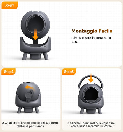 Lettiera Gatto Autopulente, FEELNEEDY Lettiera Automatica Per Gatti 65L