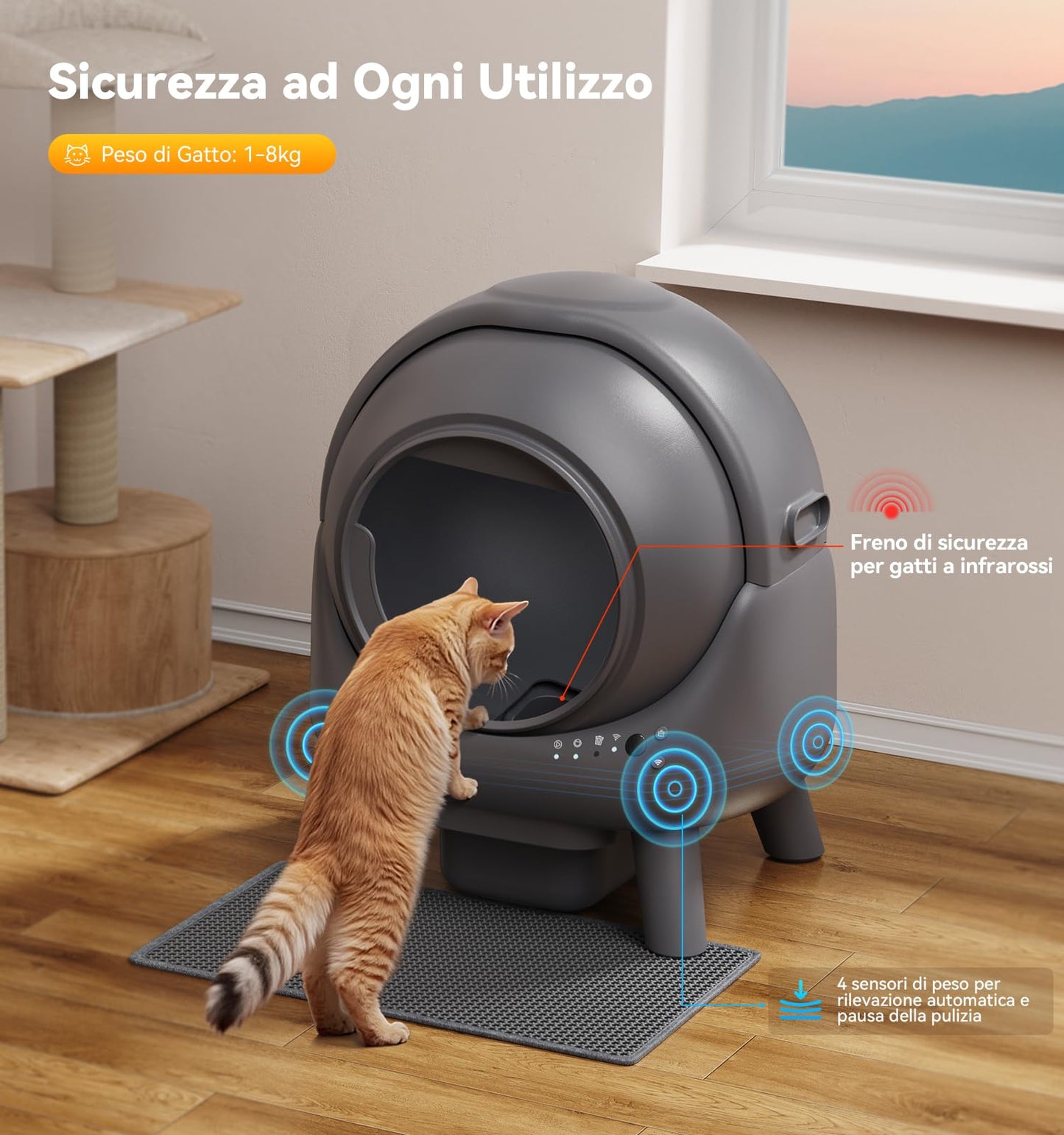 Lettiera Gatto Autopulente, FEELNEEDY Lettiera Automatica Per Gatti 65L