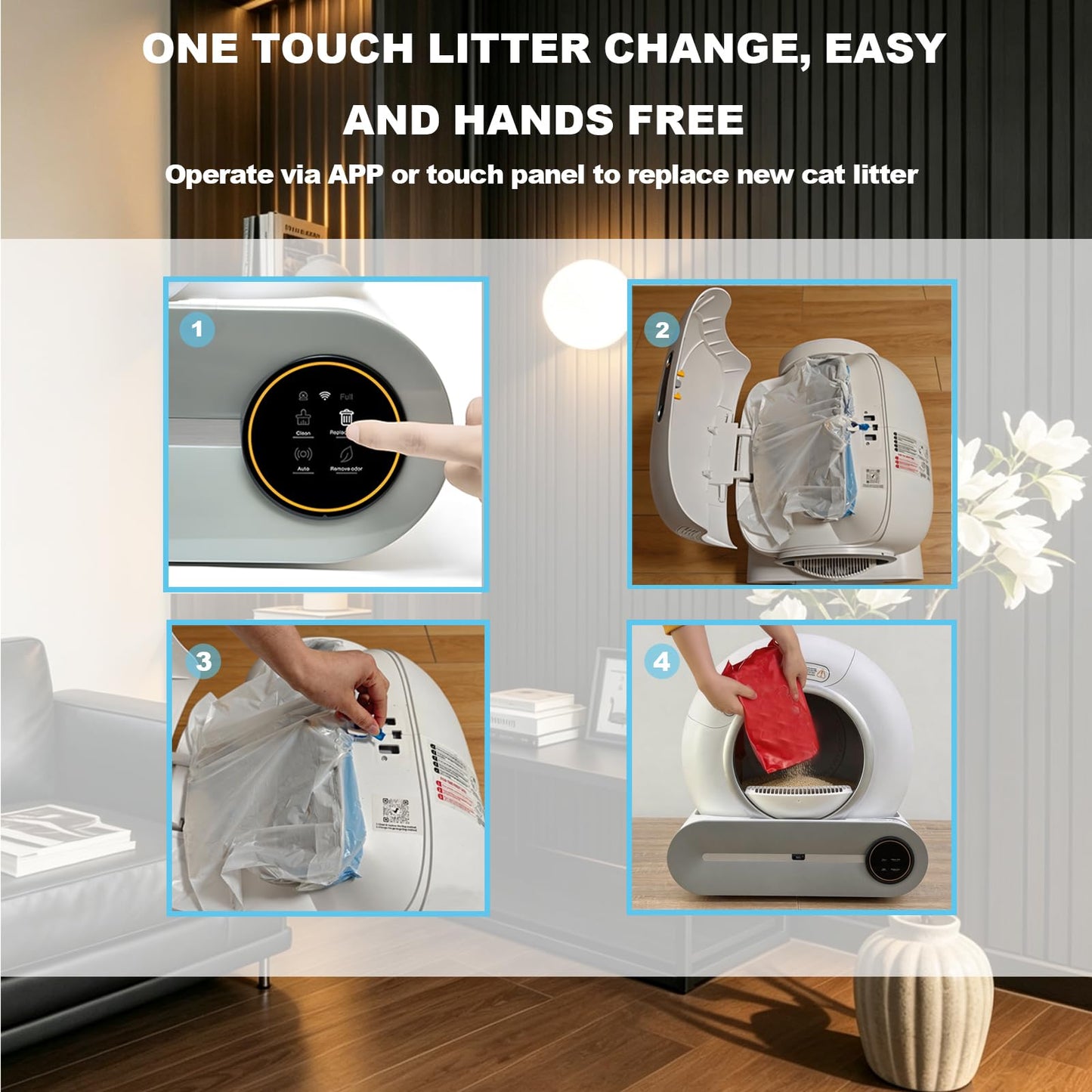 DillyRab Lettiera Autopulente Per Gatti xxl 74L con Deodorante Ionico