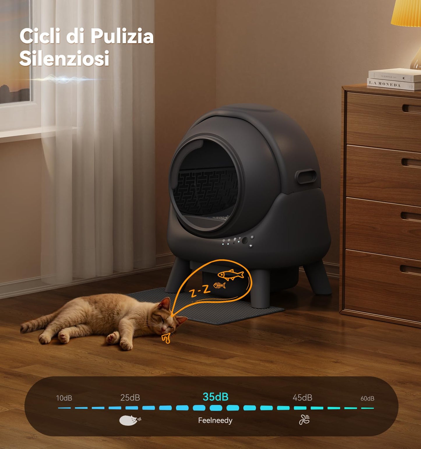 Lettiera Gatto Autopulente, FEELNEEDY Lettiera Automatica Per Gatti 65L
