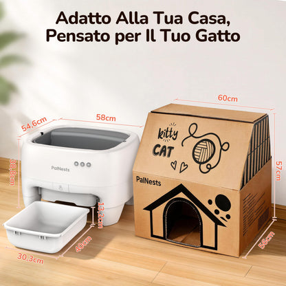 PalNests Lettiera Gatto Autopulente Con APP, XXL Lettiera Automatica per Gatti Sicurezza Anti-Pizzicamento, Design Aperto con Ingresso dall'Alto per Gatti Grandi e Multipli, Deodorizzazione, Bianco